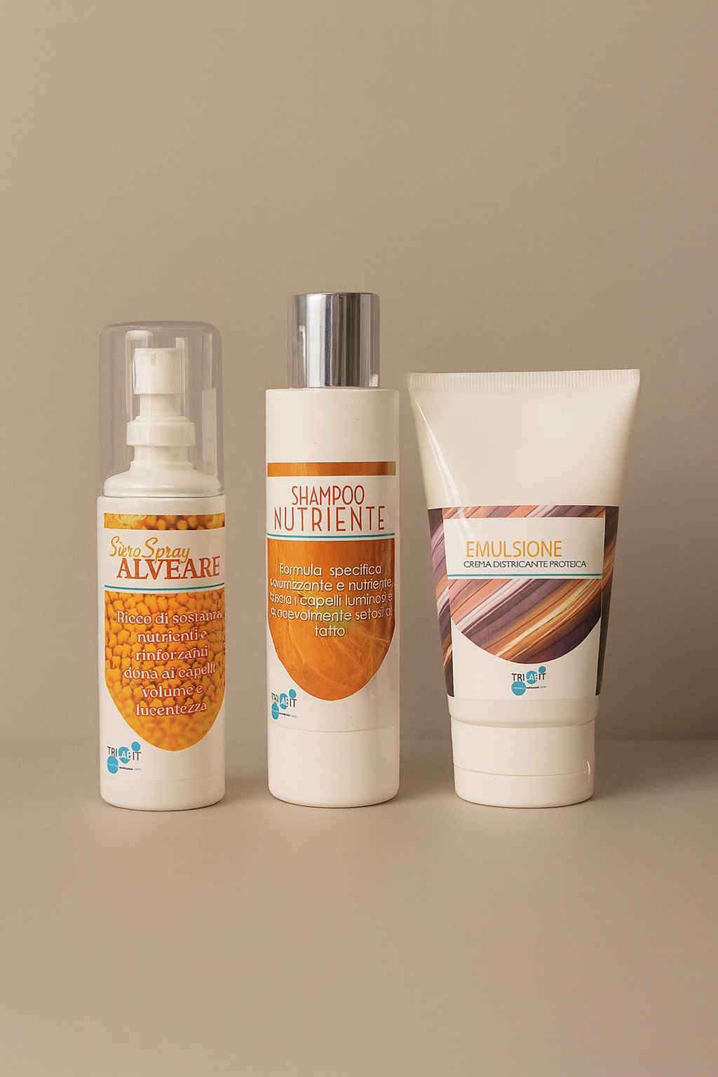 Shampoo NUTRIENTE + Emulsione PROTEICA + Siero ALVEARE RIGENERANTE